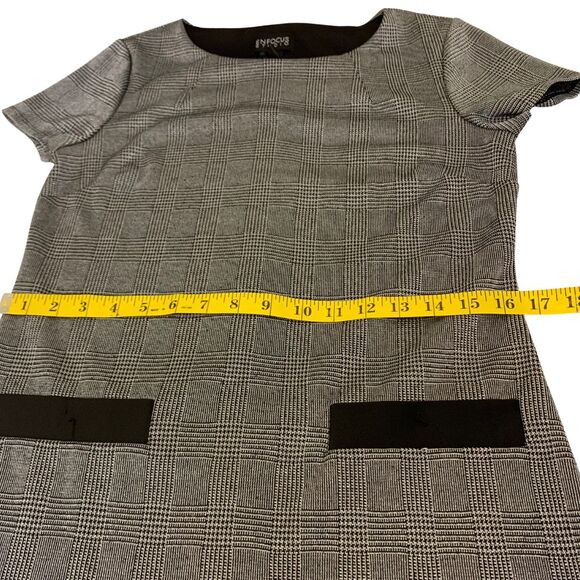 Enfocus Studio Sparkly Silver-Threaded Gingham Mini Dress Back and Grey Size 8 - Picture 9 of 12